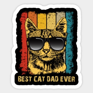 Best Cat Dad Ever Cool Cat Vintage Sticker